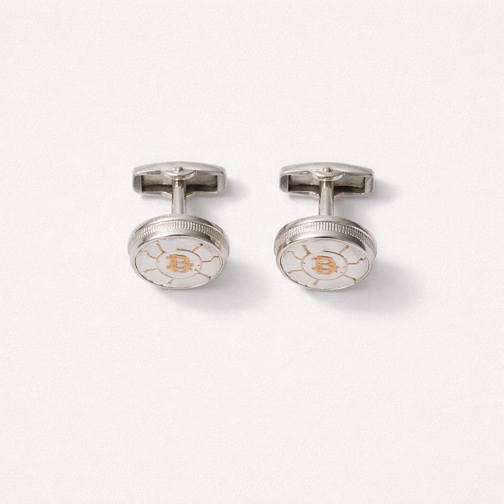 Classic White Marble Monogram Cufflinks For Men – Silver & Gold Detail