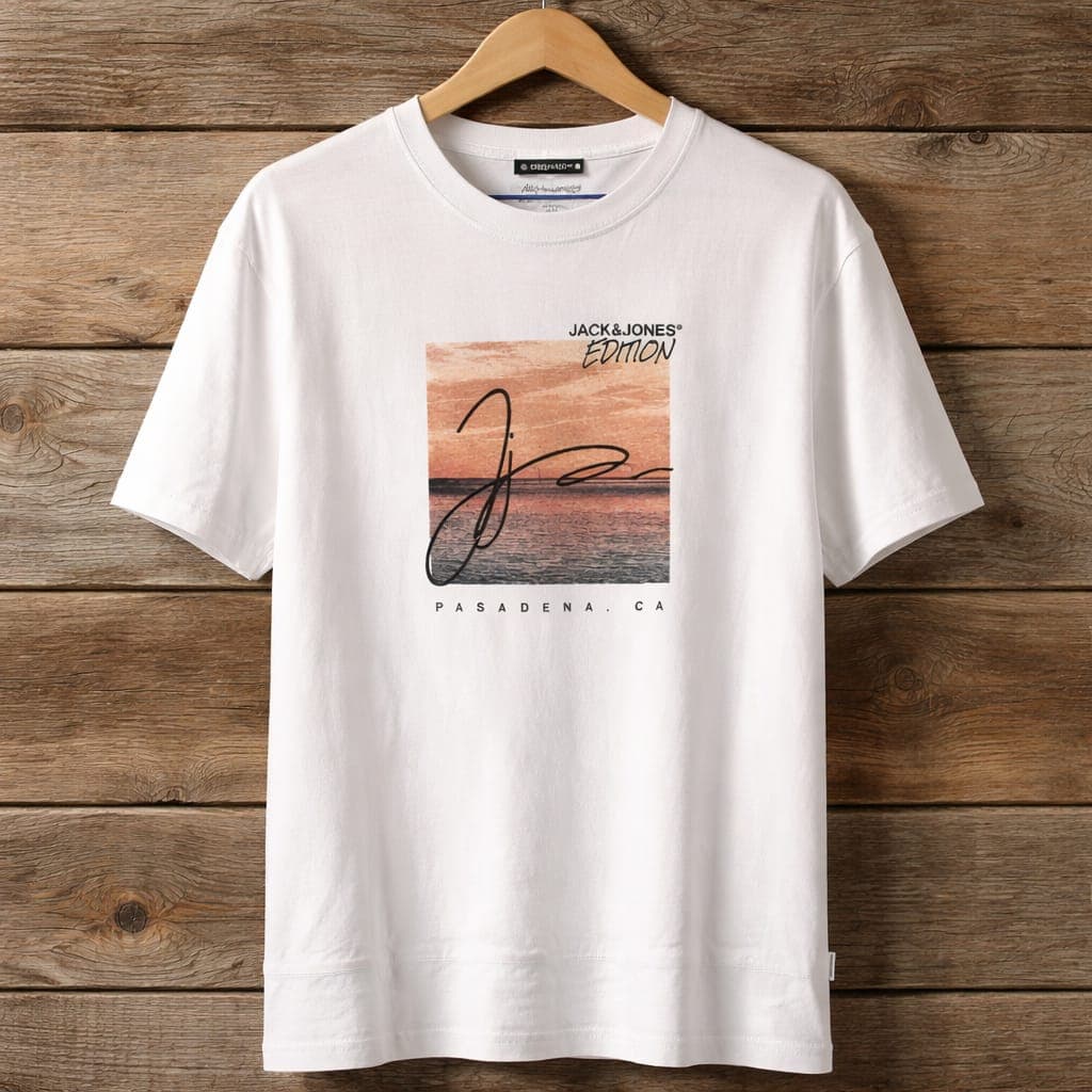 Jack & Jones Edition Crew Neck Graphic Short Sleeve T-Shirt – White