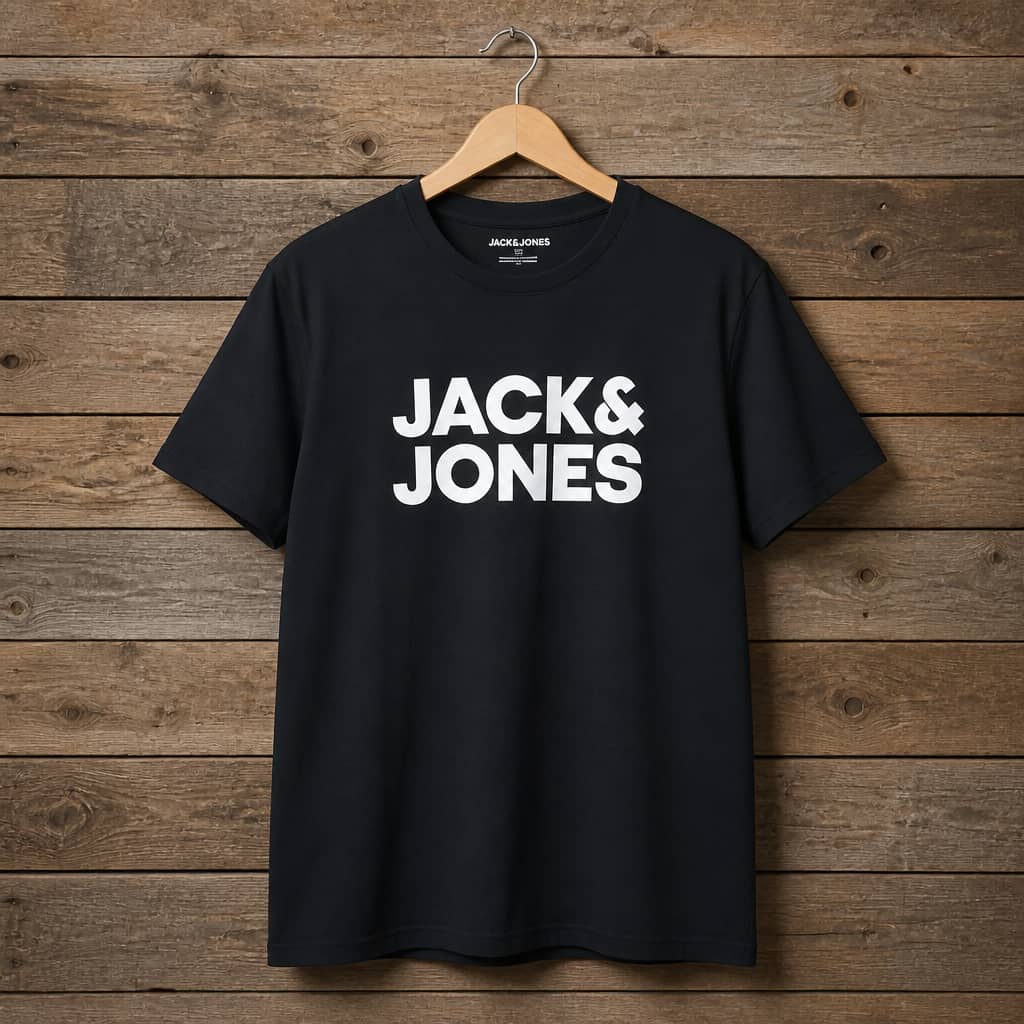 Jack & Jones Men's Logo Print Crew Neck T-Shirt – Black