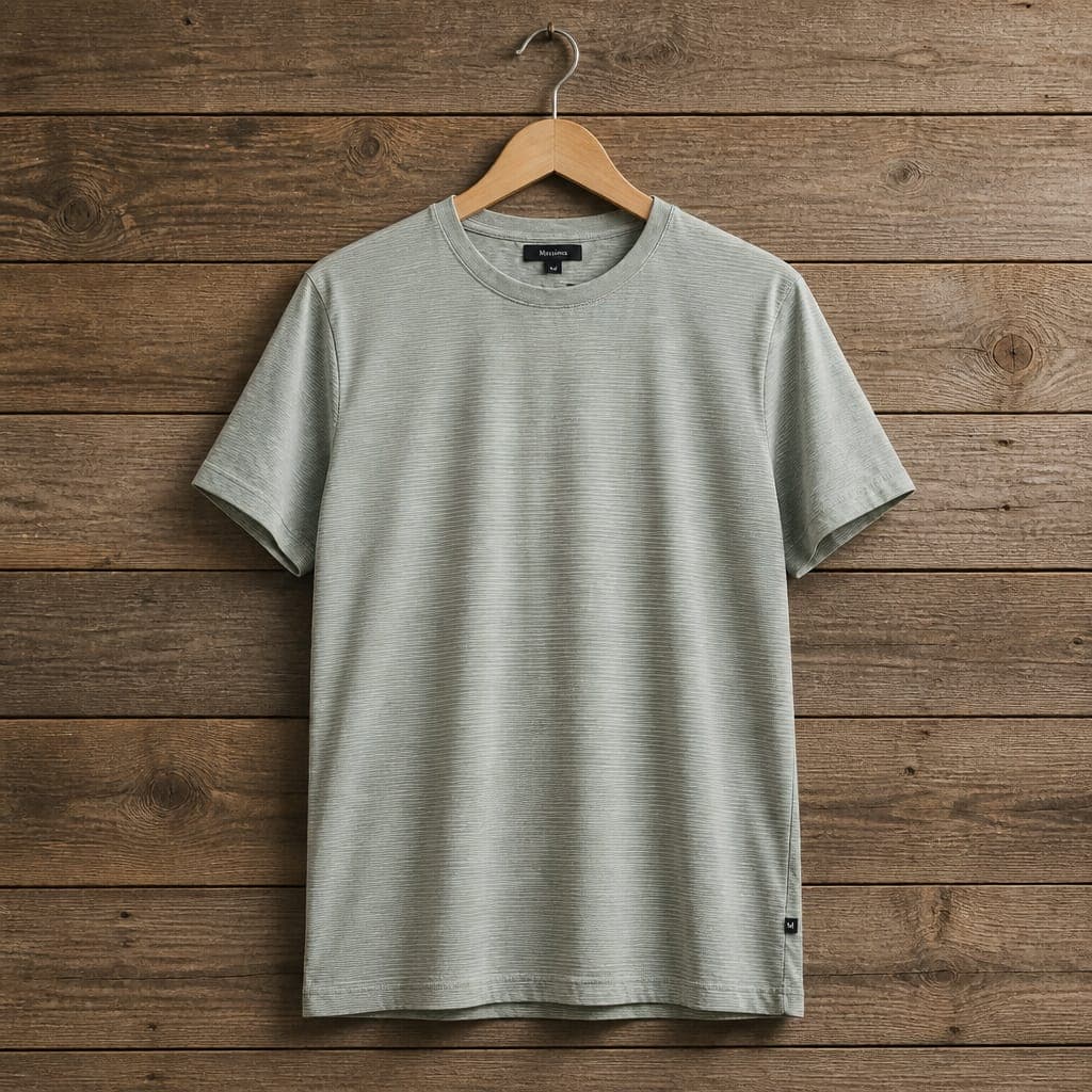 Massimo Men's Textured Crew Neck Cotton T-Shirt – Sage Green