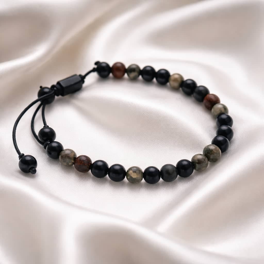 Men's Adjustable Multicolored Beaded Bracelet