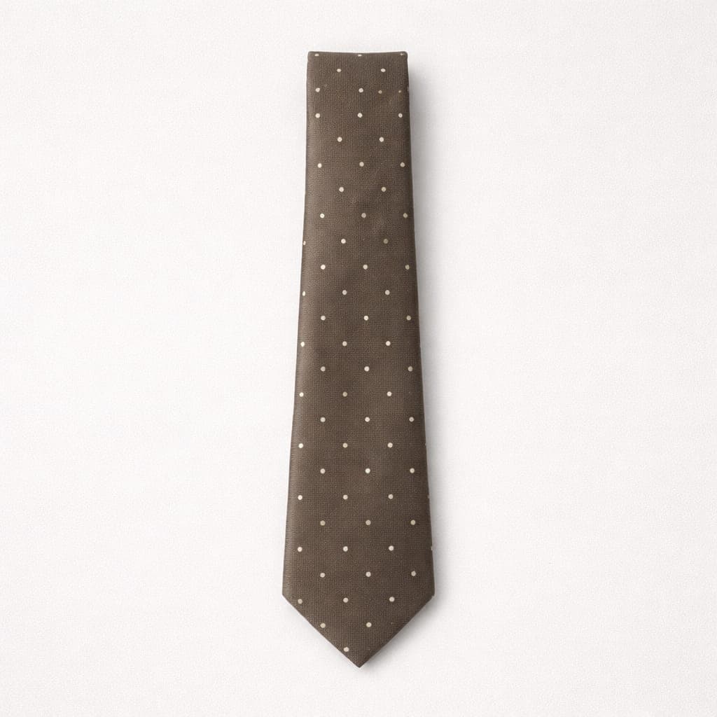Men’s Classic Micro Dot Tie & Pocket Square – Olive Brown