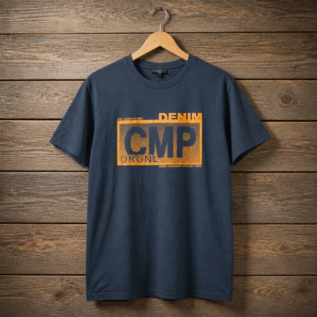 Men's CMP Denim Graphic Crew Neck T-Shirt – Navy Blue