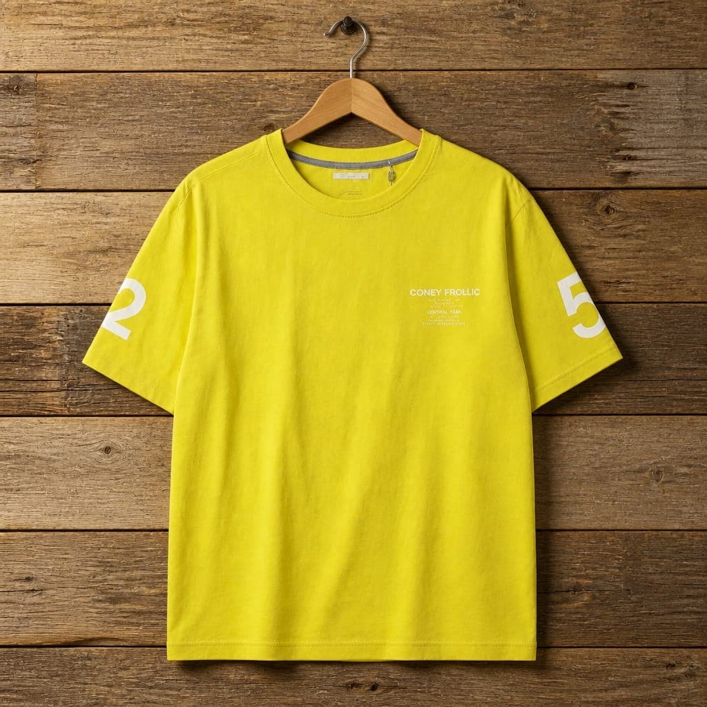 Men's Coney Frolic Oversized Graphic Print Crew Neck T-Shirt – Bright Yellow