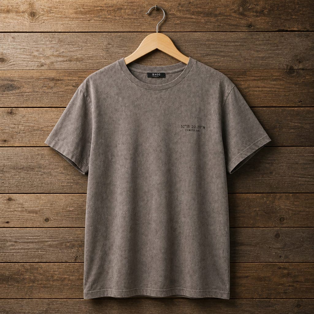 Men's Crew Neck Minimalist T-Shirt – Stone Grey Wash