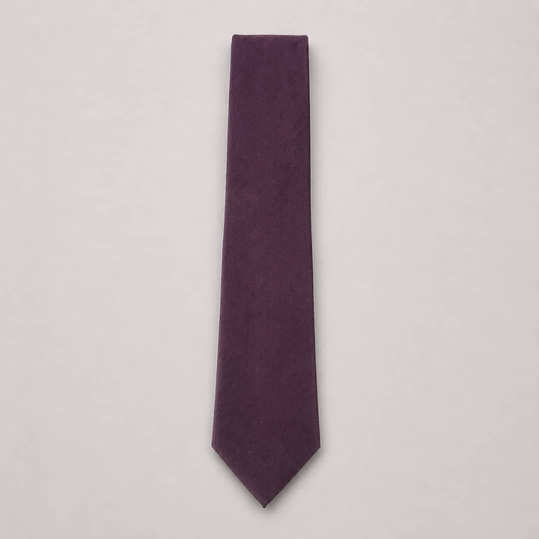 Men's Satin Neck Tie with Matching Pocket Square – Dark Purple