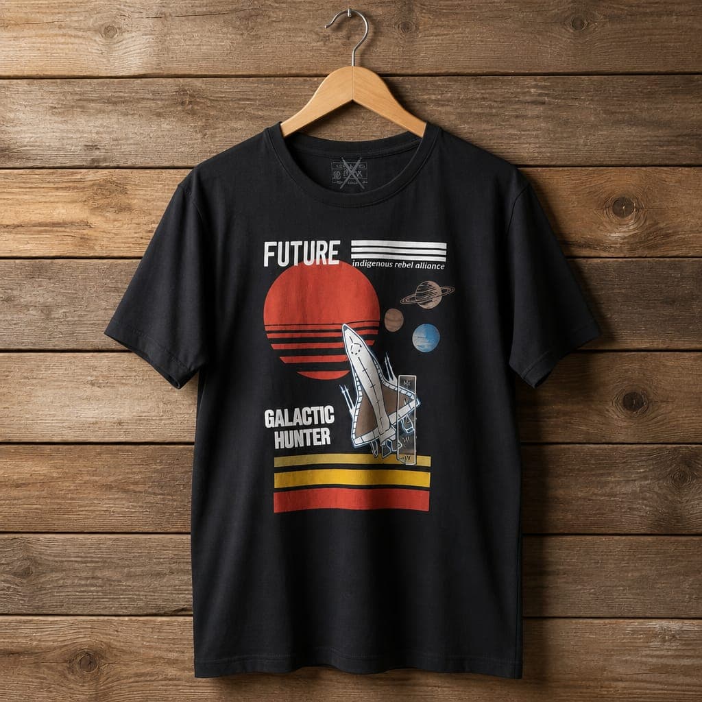 Men's Galactic Hunter Space Graphic Crew Neck Short Sleeve T-Shirt – Black