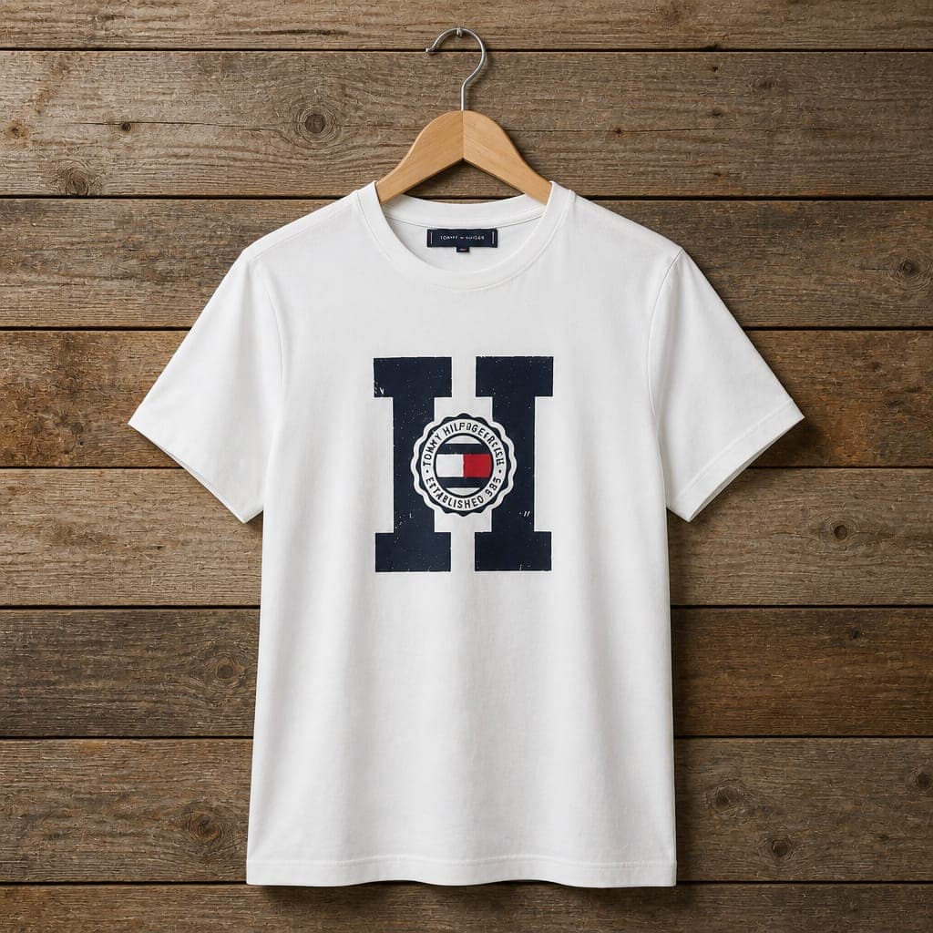 Men's Graphic Logo Print Crew Neck T-Shirt – White
