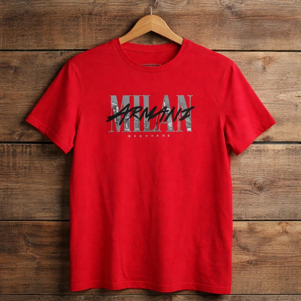 Men's Graphic Print Crew Neck T-Shirt – Red