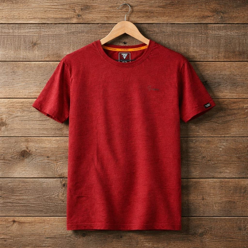Men's Heather Solid Crew Neck T-Shirt – Red