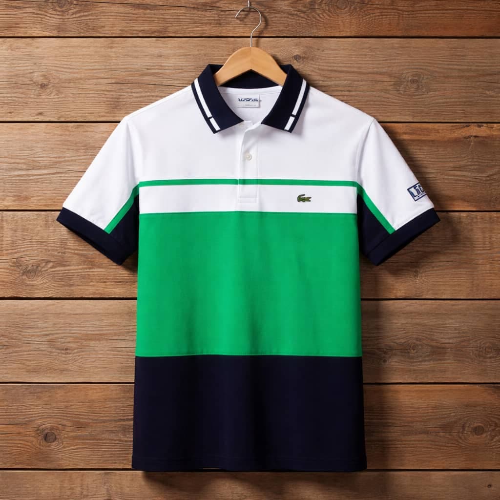Men's Heritage Color Block Polo Shirt – White/Green/Black