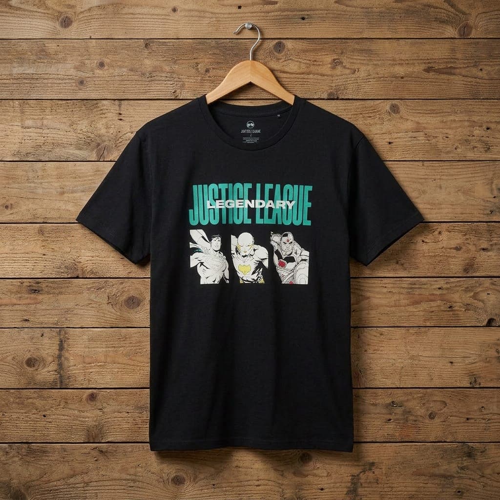 Men's Justice League Graphic Crew Neck T-Shirt – Black