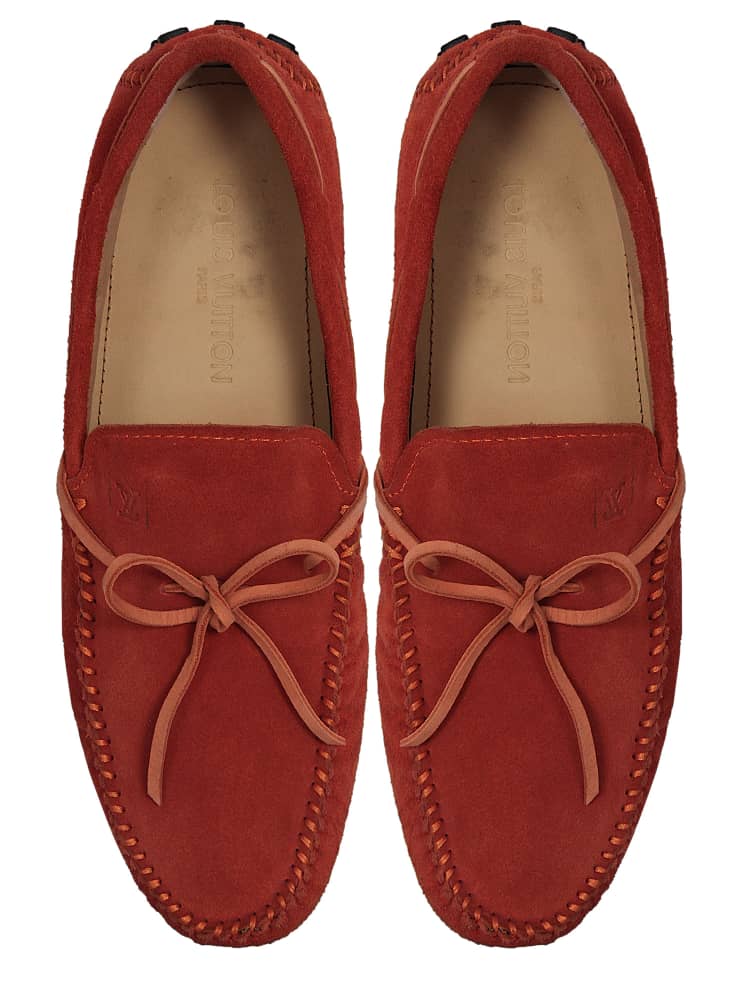 Men’s Laced Slip-On Suede Loafers / Driving Shoes – Orange