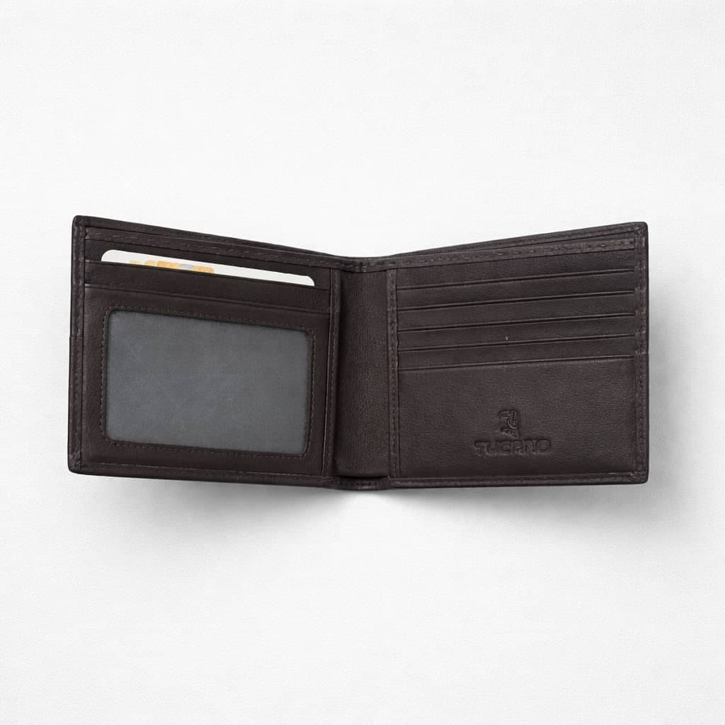 Men's Leather Bi-fold/Slim Wallet – Coffee Brown