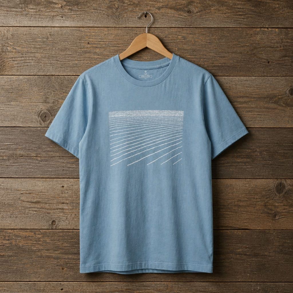 Men's Minimal Line Graphic Crew Neck T-Shirt – Light Blue