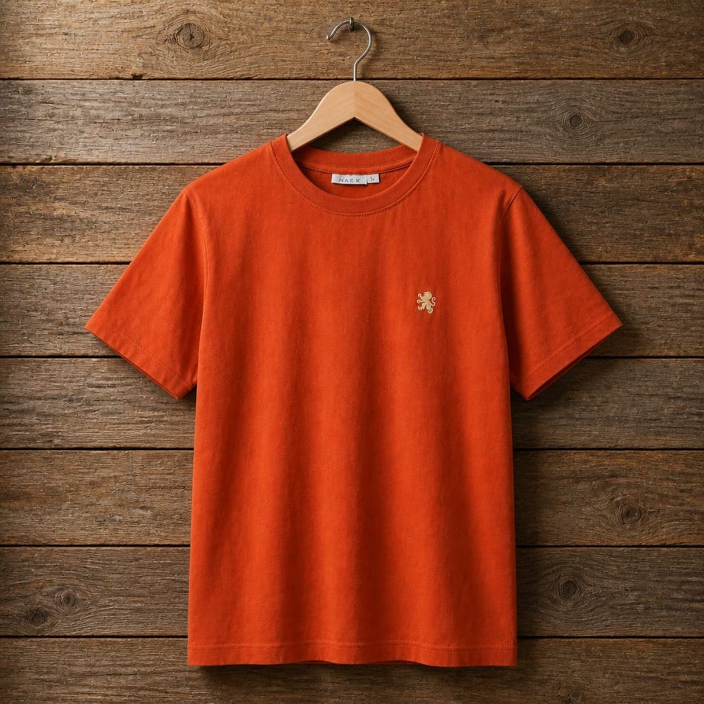 Men’s Minimalist Embroidered Logo T-Shirt – Burnt Orange