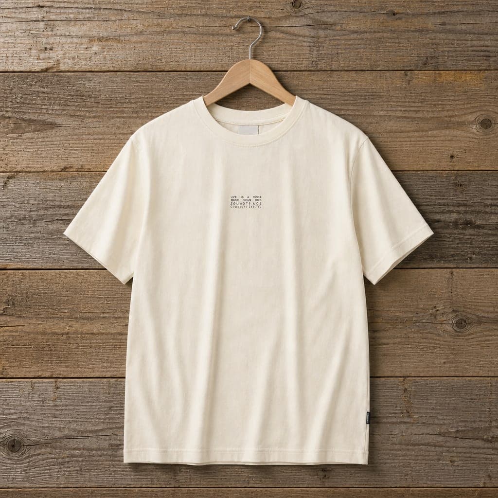 Men's Minimalist Typography Graphic Crew Neck T-Shirt – Cream