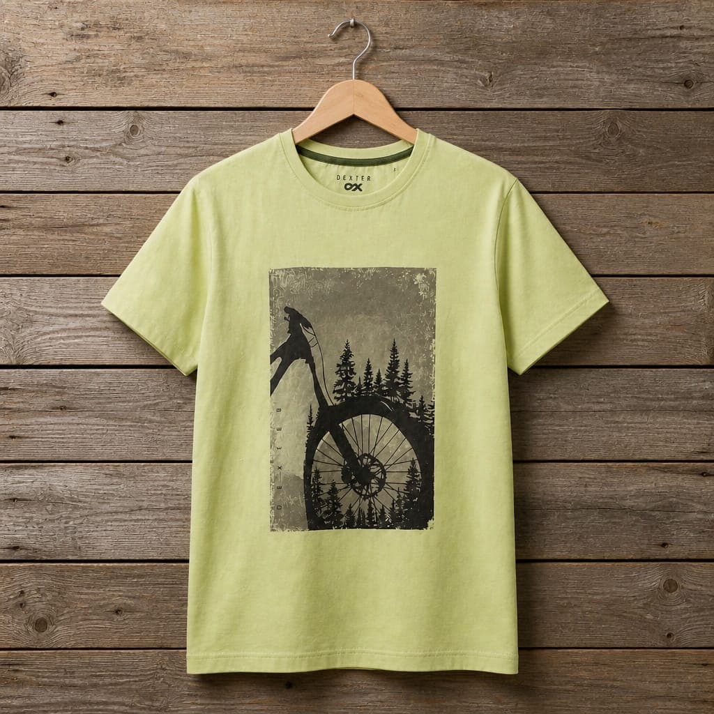 Men's Mountain Bike Graphic Crew Neck T-Shirt – Lime Green