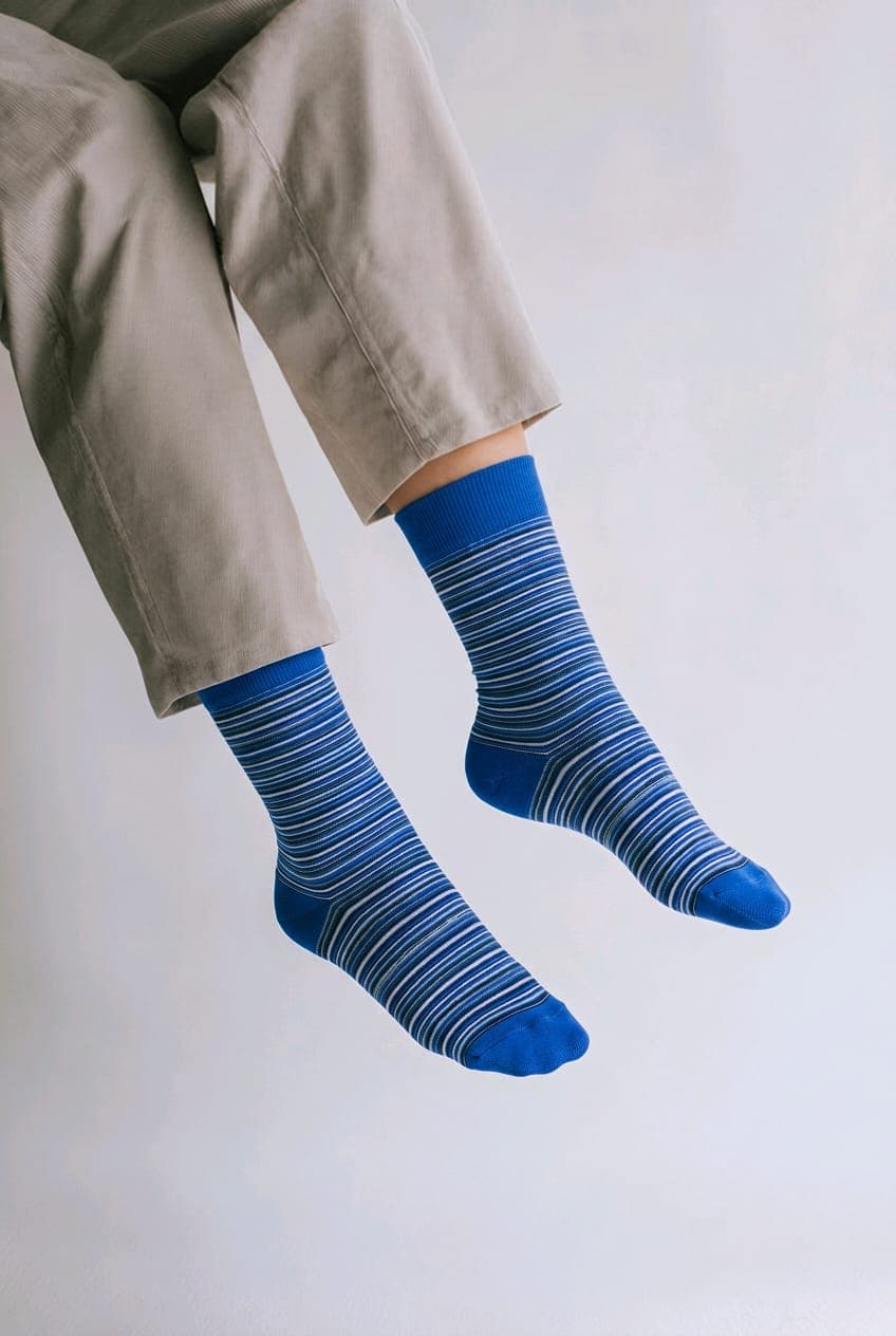 Men's Multi-Stripe Crew Socks – Blue