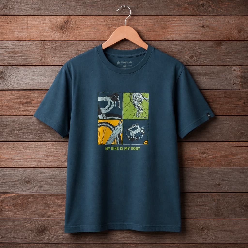 Men’s “My Bike Is My Body” Cycling Graphic T-Shirt – Deep Teal