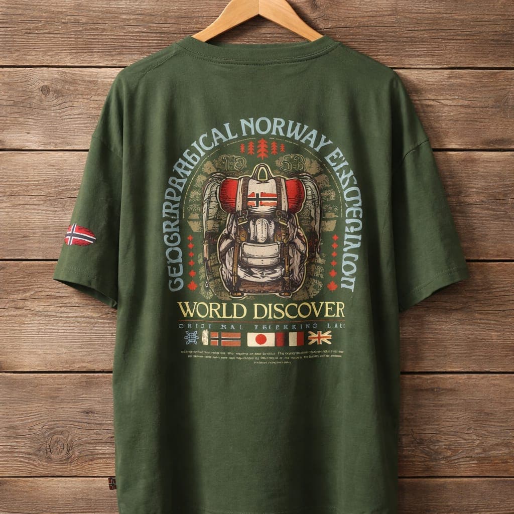 Men's Norway Expedition Graphic Short Sleeve Crew Neck T-Shirt – Olive Green