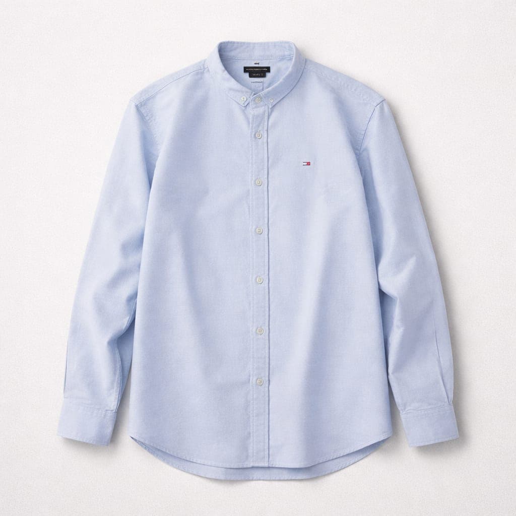 Men's Premium Mandarin Collar Oxford Long Sleeve Shirt – Sky Blue