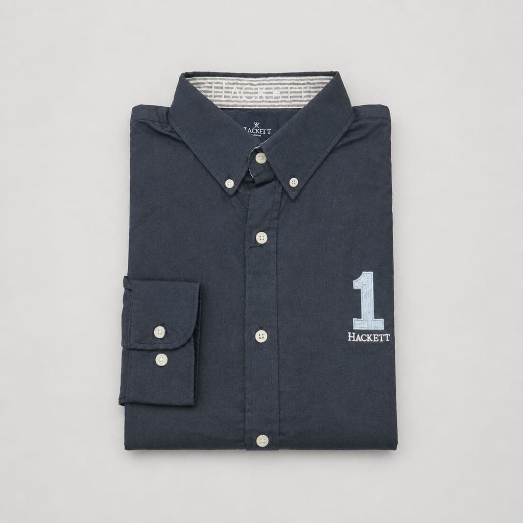 Men’s Premium Oxford Long Sleeve Embroidered Shirt – Navy Blue