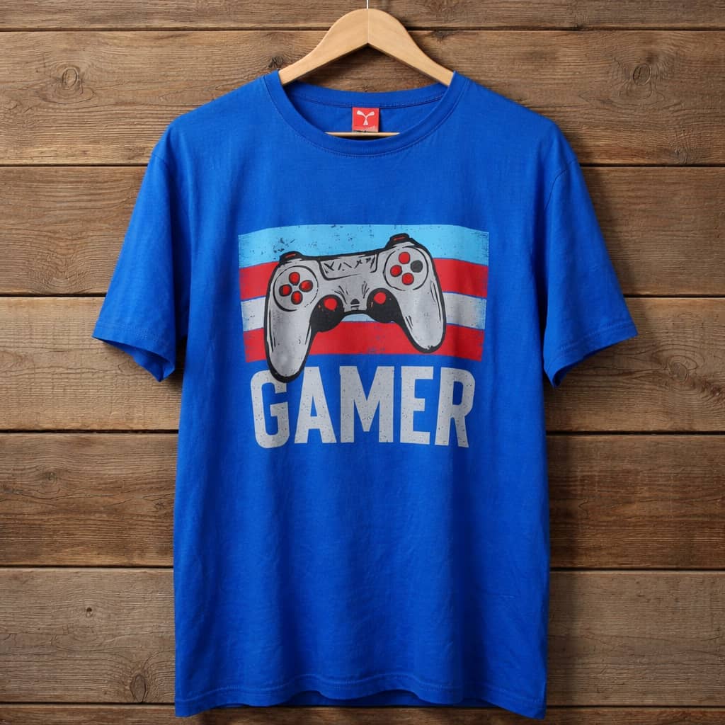 Men's Retro Controller "Gamer" Graphic T-Shirt – Blue