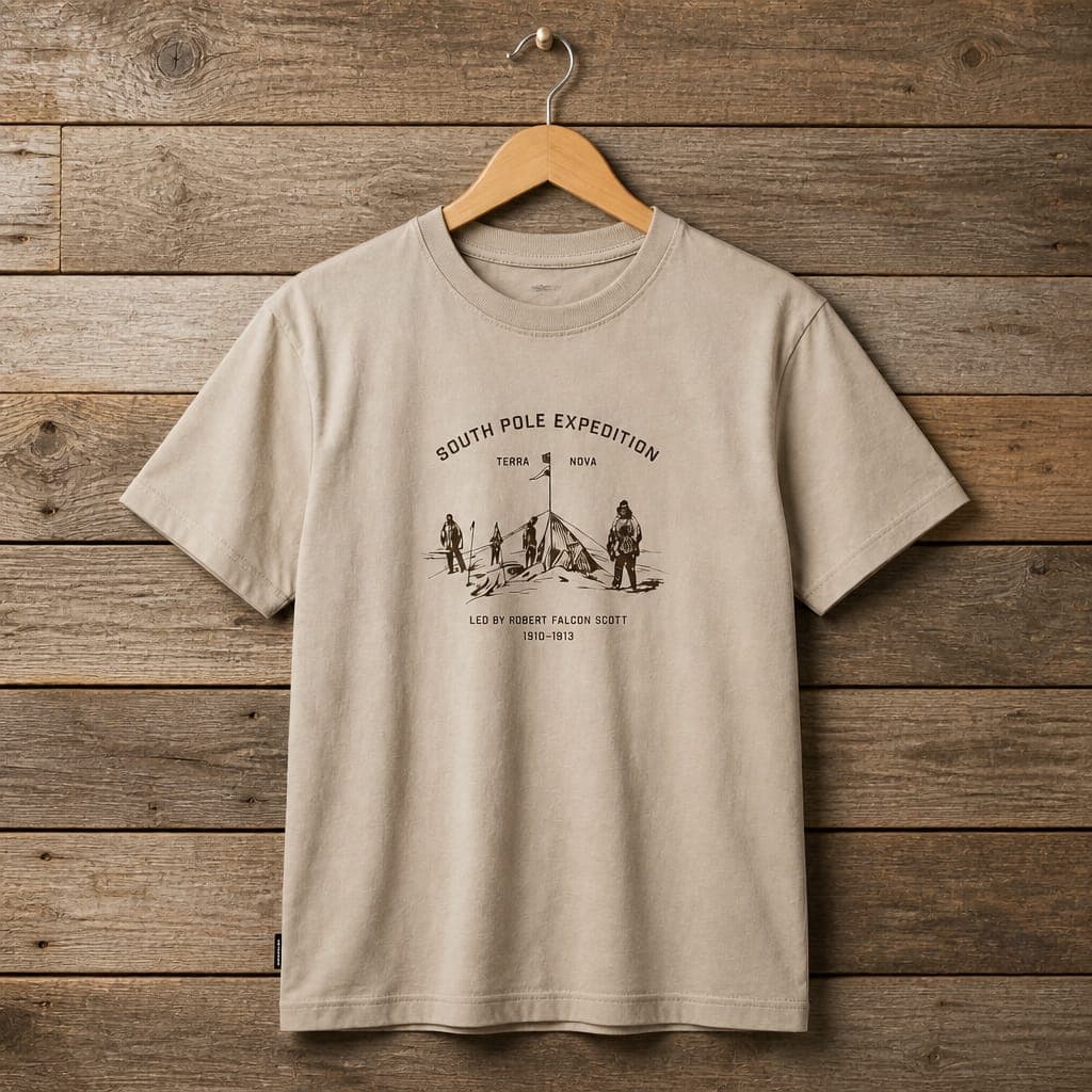 Men's South Pole Expedition Graphic Crew Neck T-Shirt – Sand Beige
