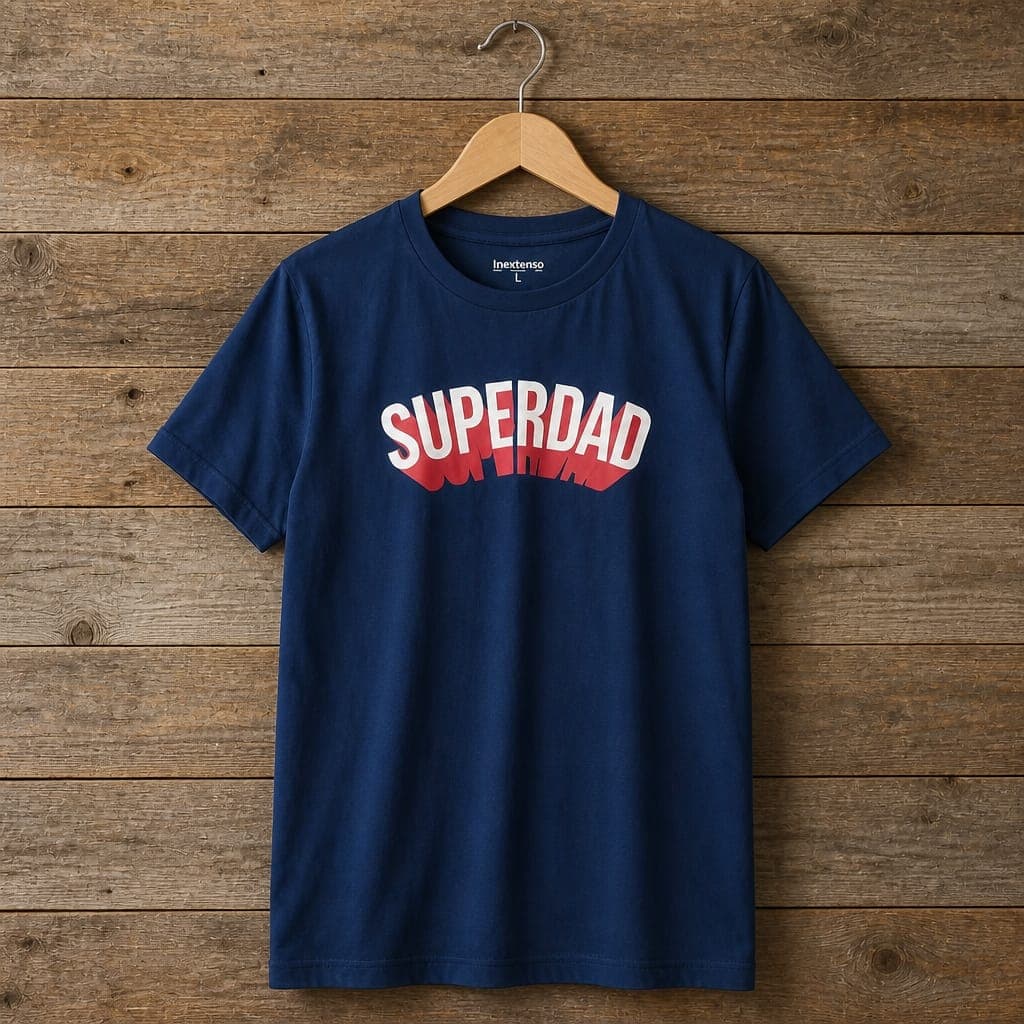 Men's "SUPERDAD" Graphic Print Crew Neck T-Shirt – Navy Blue