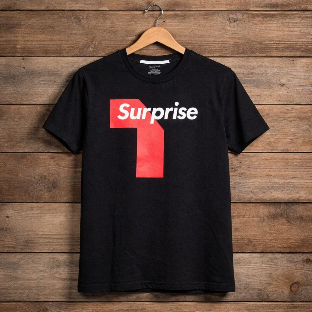 Men's Surprise Graphic Print Crew Neck T-Shirt – Black