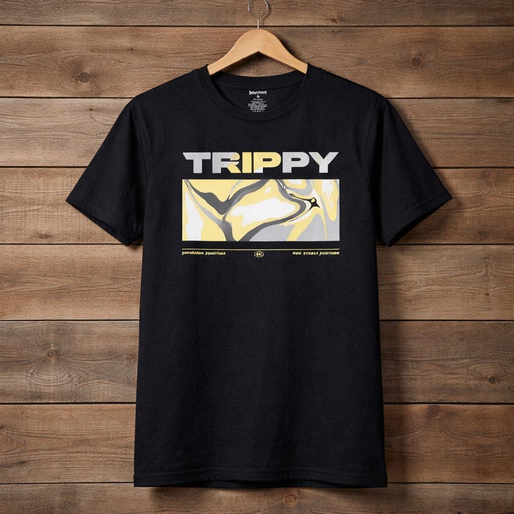 Men's Trippy Graphic Print Crew Neck T-Shirt – Black