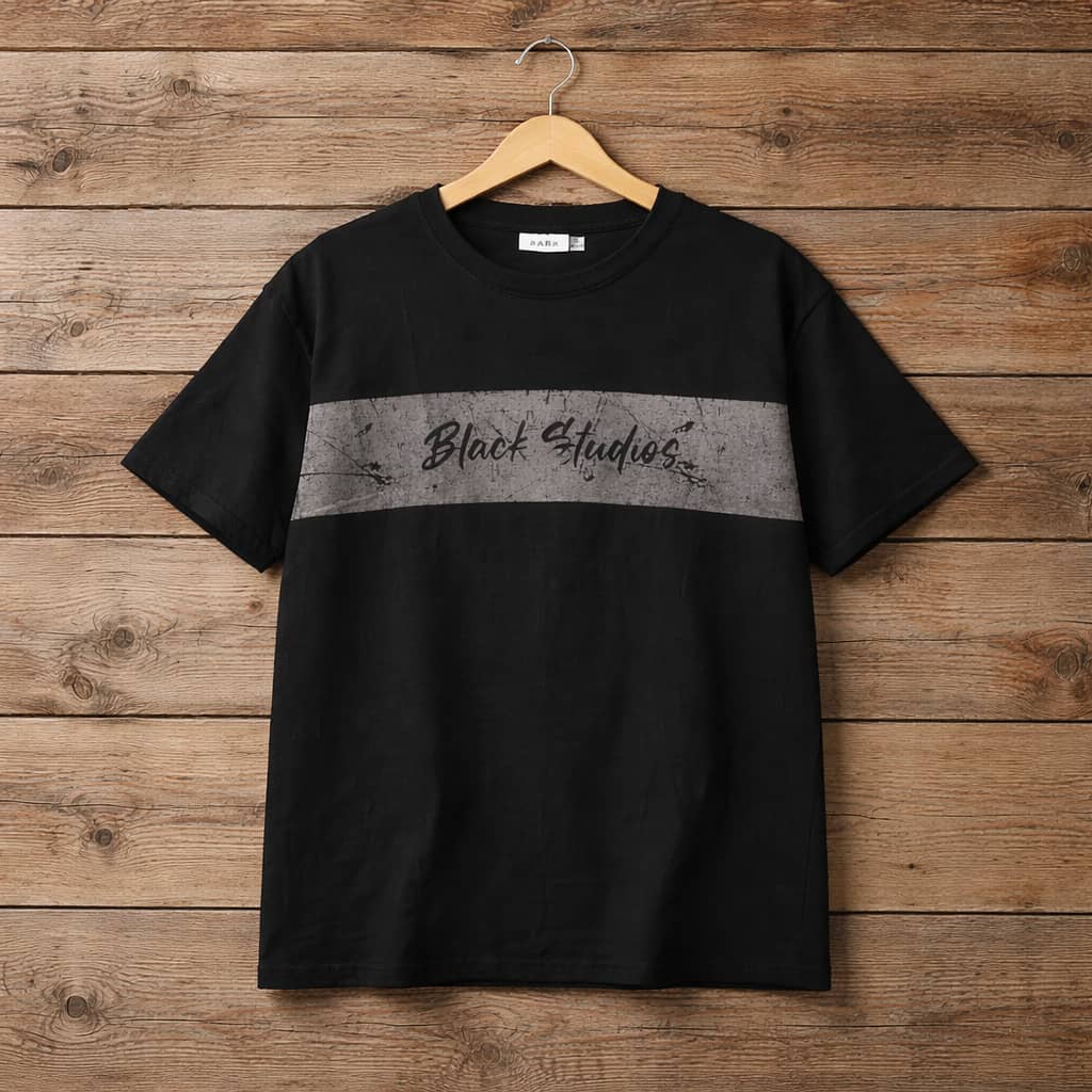 Men's Urban Noir Distressed Band Graphic Crew Neck T-Shirt – Black