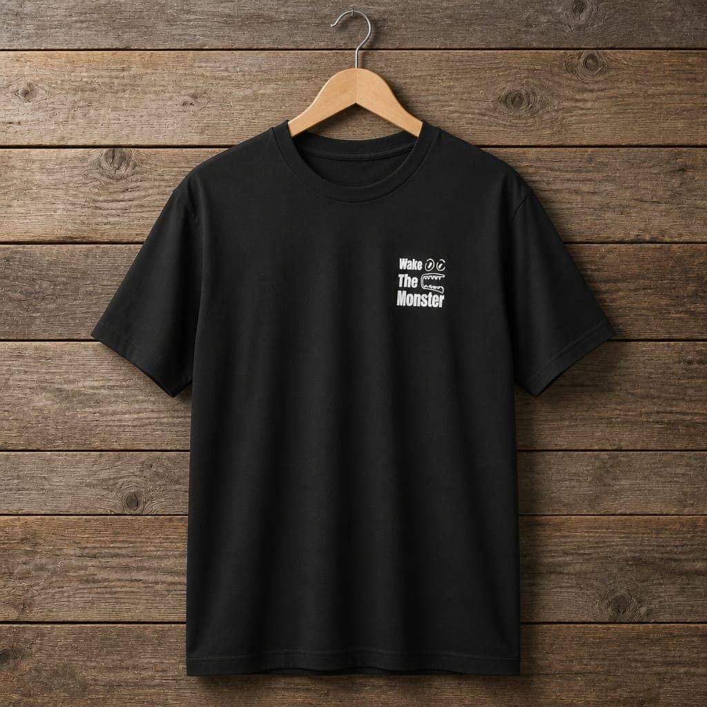 Men's "Wake the Monster" Graphic Crew Neck T-Shirt – Black