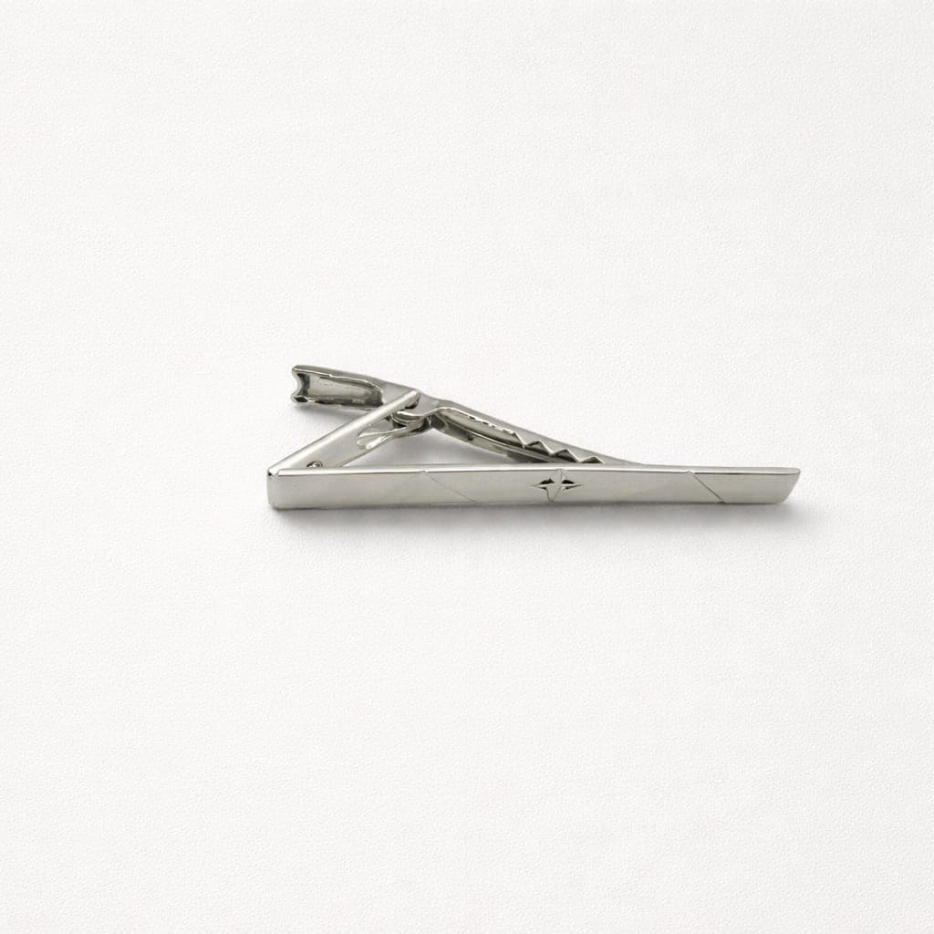 Modernist X Silver-Tone Geometric Tie Bar For Men