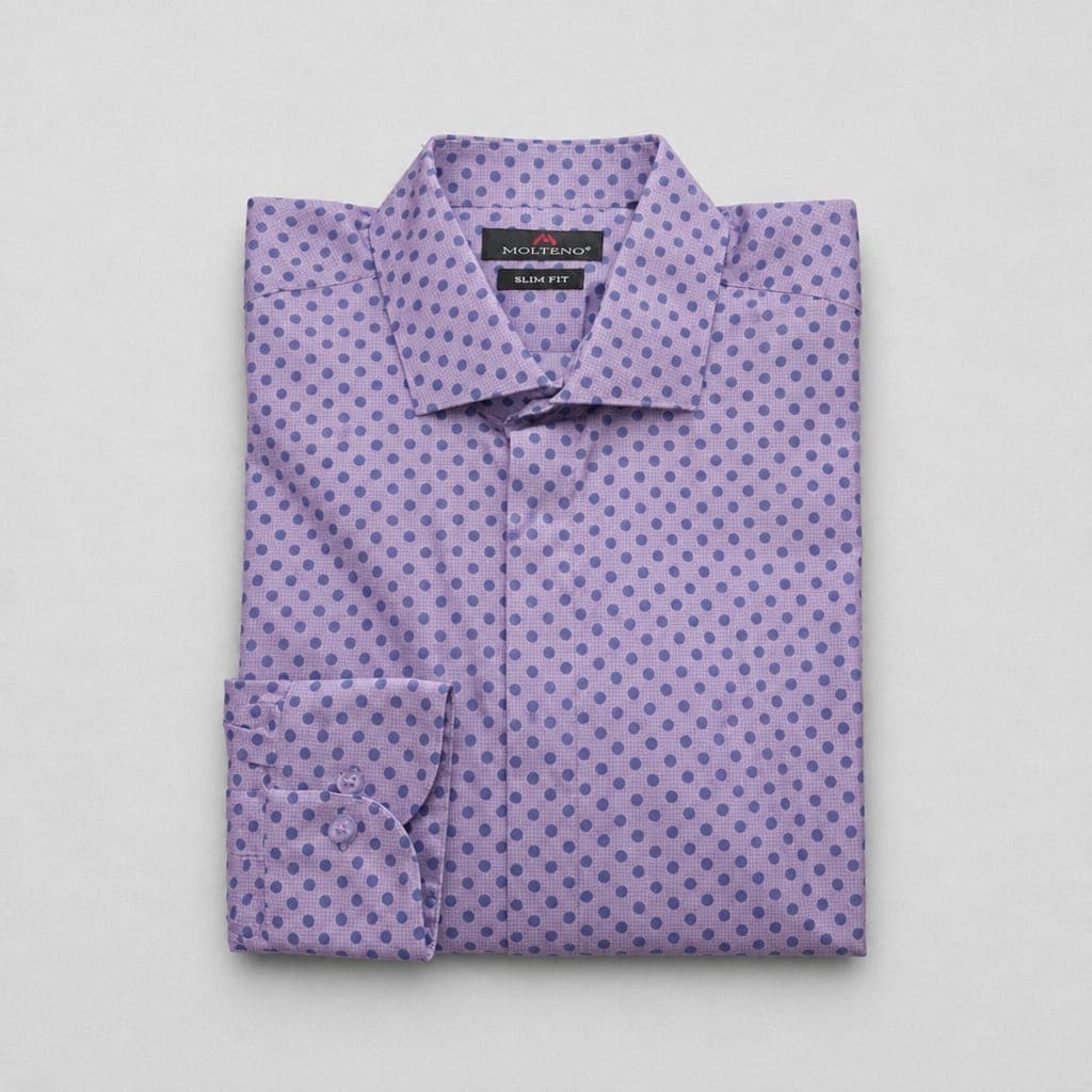 Molteno Men’s Lavender Polka Dot Long Sleeve Shirt – Lavender Purple / Blue