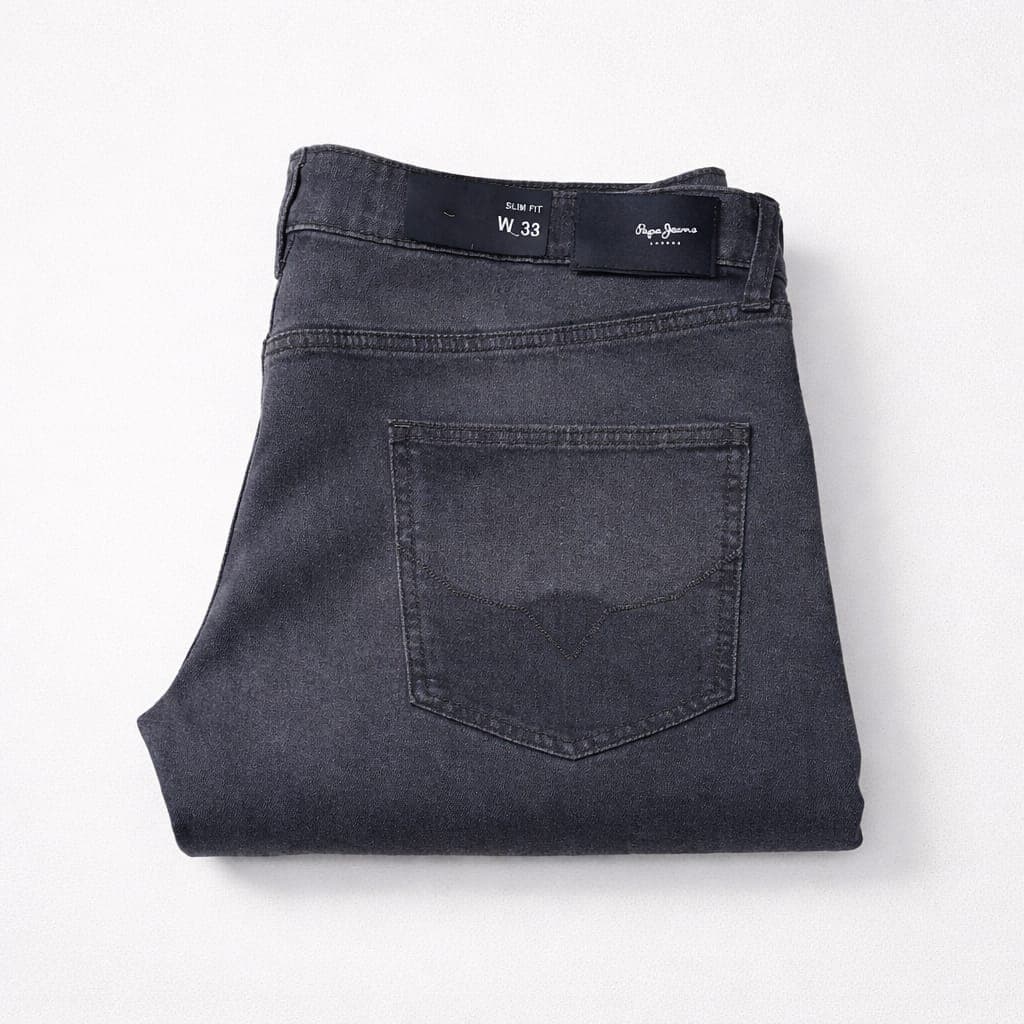 Pepe Jeans Men’s Regular Fit Stretch Denim Jeans – Washed Charcoal Grey