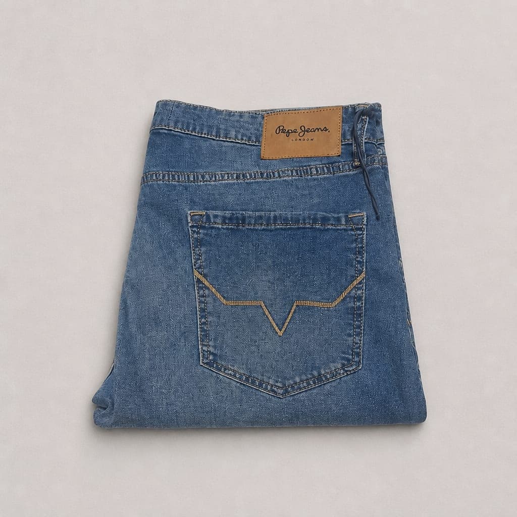 Pepe Jeans Men's Straight Fit Stretch Jeans – Light Wash Blue