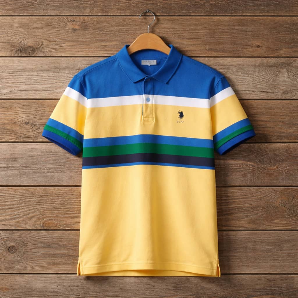 U.S. Polo Assn. Men's Multi-Stripe Polo Shirt – Pastel Yellow