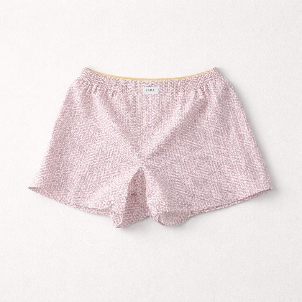 Zara Men’s Soft Geometric Micro-Print Boxer Shorts – Pink