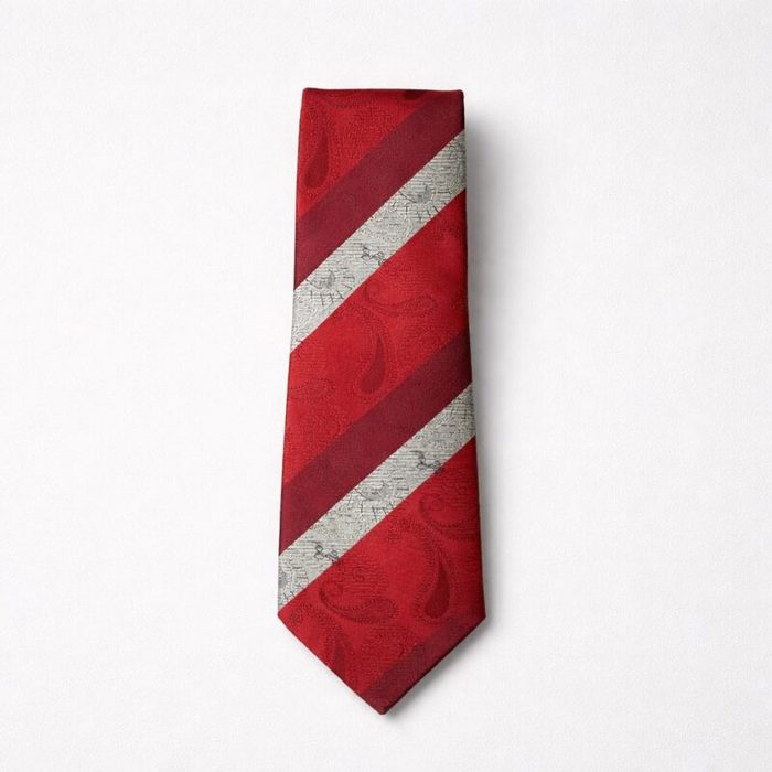 Charles Tyrwhitt Mens Classic Striped Tie Pocket Square Set Red Silver