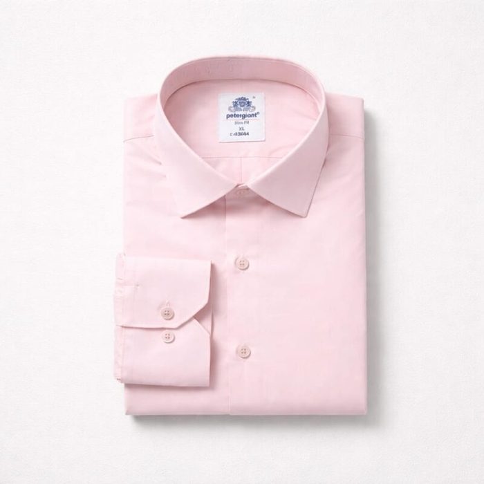Classic Long Sleeve Dress Shirt For Men – Pink — image 1