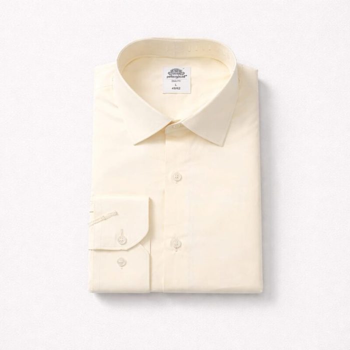 Classic Long Sleeve Dress Shirt For Men – Yellow — image 1