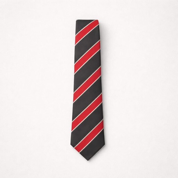 Classic Striped Tie & Pocket Square Set For Men – Black & Red — image 1
