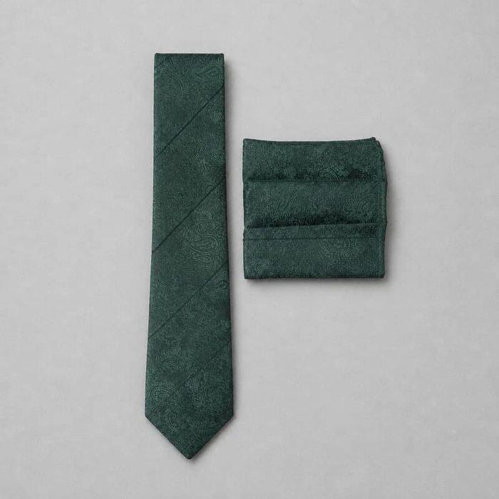 Courtiee Gimmy Men’s Paisley Jacquard Tie & Pocket Square Set – Emerald Green