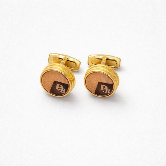 Dior Classic Gold Monogram Cufflinks For Men – Tan Brown Detail — image 1
