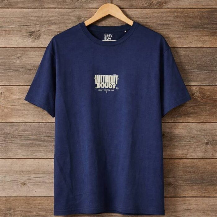 Easy Buy Men’s Graphic Crew Neck T-Shirt – Navy Blue — image 1