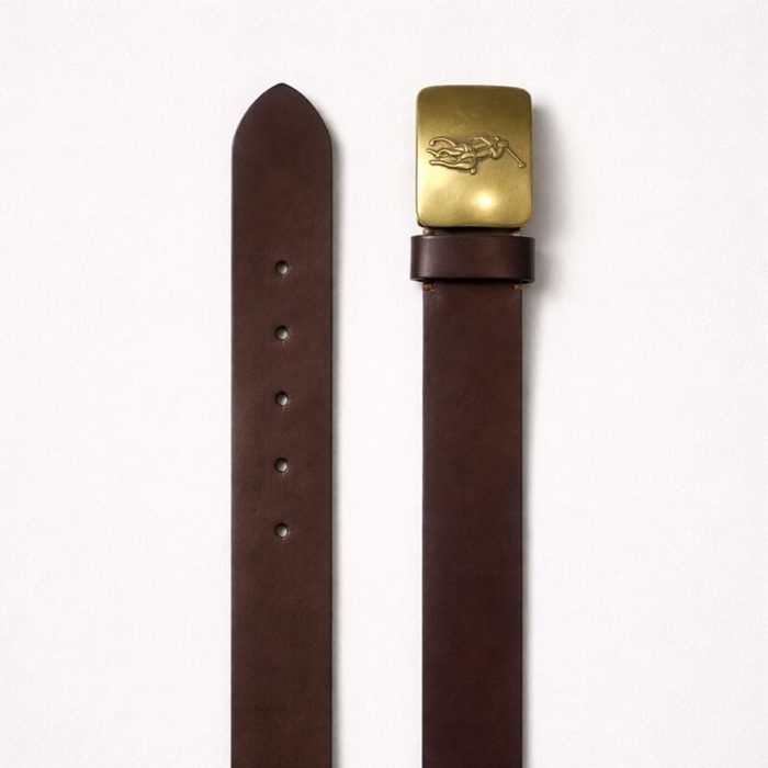 Engraved Classic Leather Buckle Belt For Men – Brown — image 1