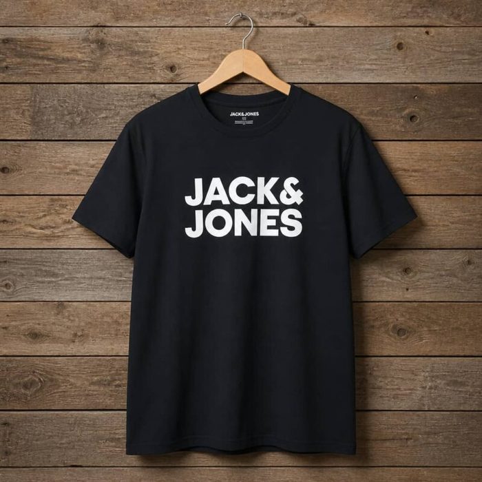 Jack & Jones Men’s Logo Print Crew Neck T-Shirt – Black — image 1