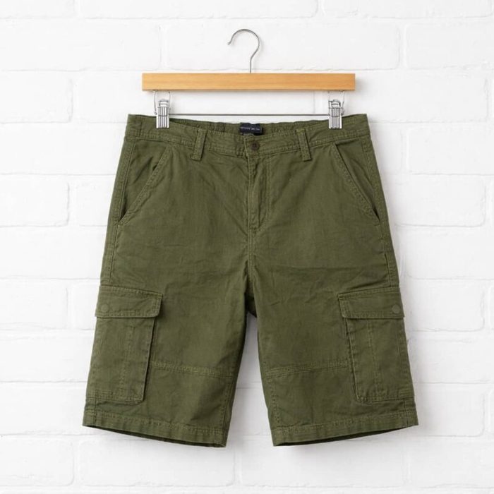 Men’s Belted Cargo Short – Dark Green